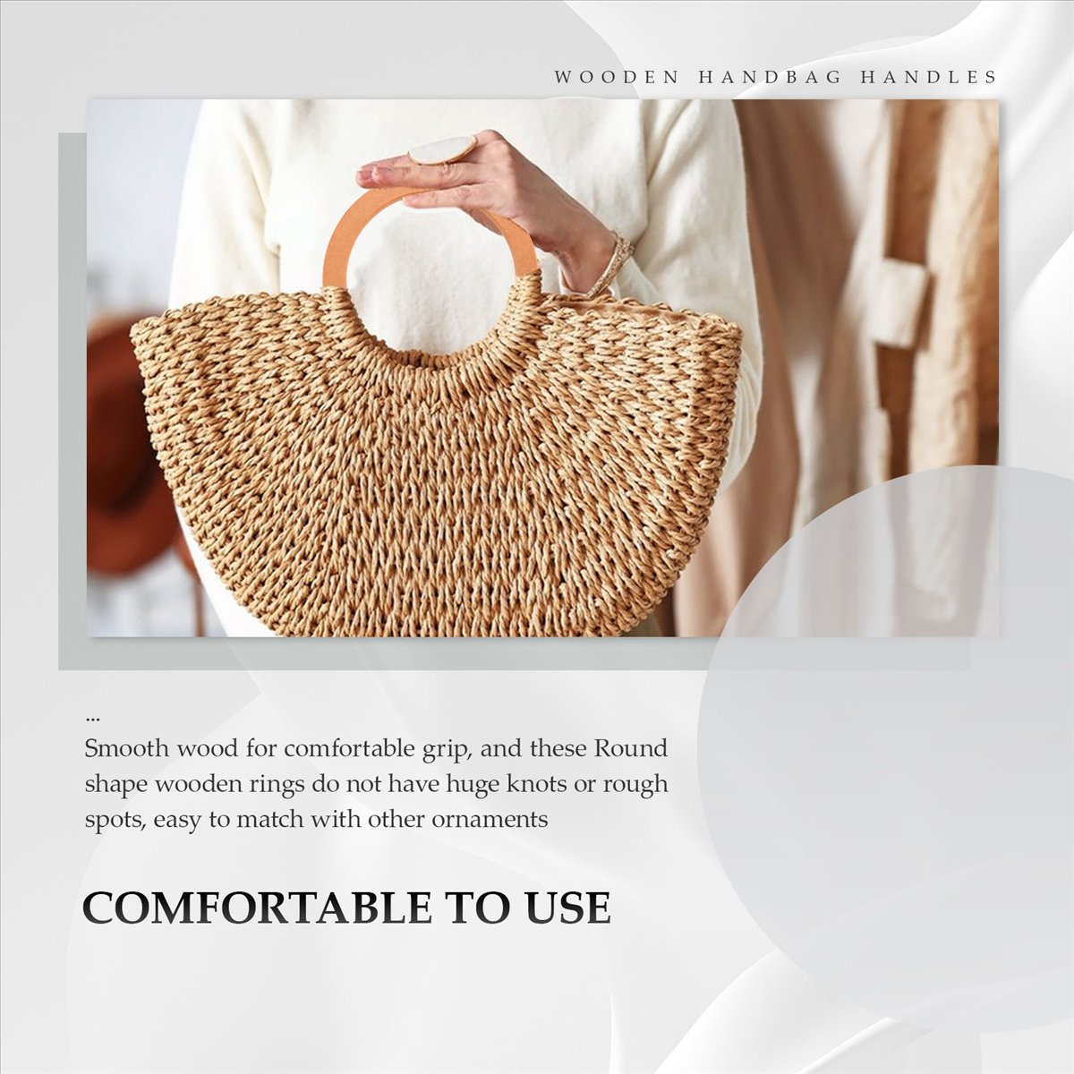 4PCS Wooden Round Shaped Handl - Handbags review and price